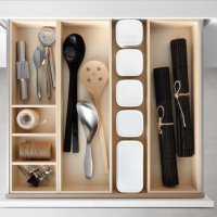 Poggenpohl Accessories - Drawer with spice jar bank and cutlery insert - maple